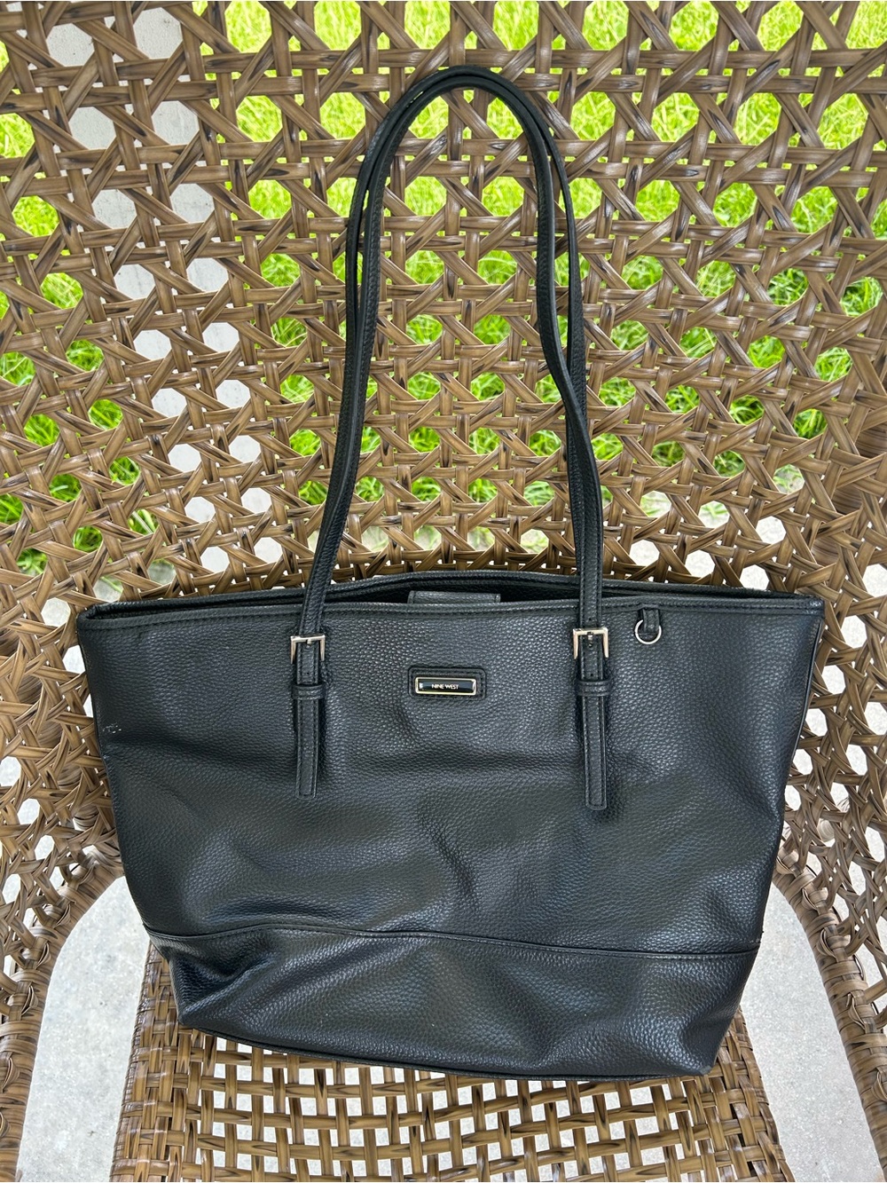Nine West Black Pebbled Shoulder Tote